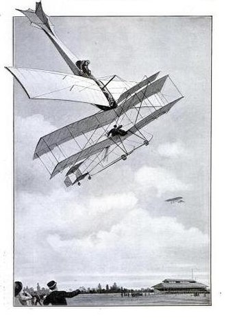 Contemporary artist's impression of the first mid-air collision, 1910