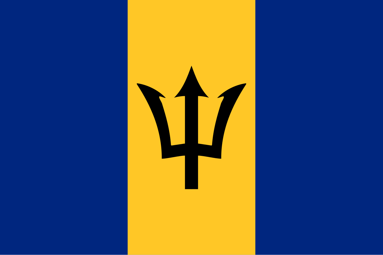 Our Barbados Skinny Tie is modeled after the Barbado flag