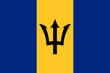The flag of Barbados incorporates a Trident.