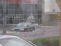 Flash flooding at an intersection in Wellington Street, Perth Flash flooding during perth 2010 storms.JPG