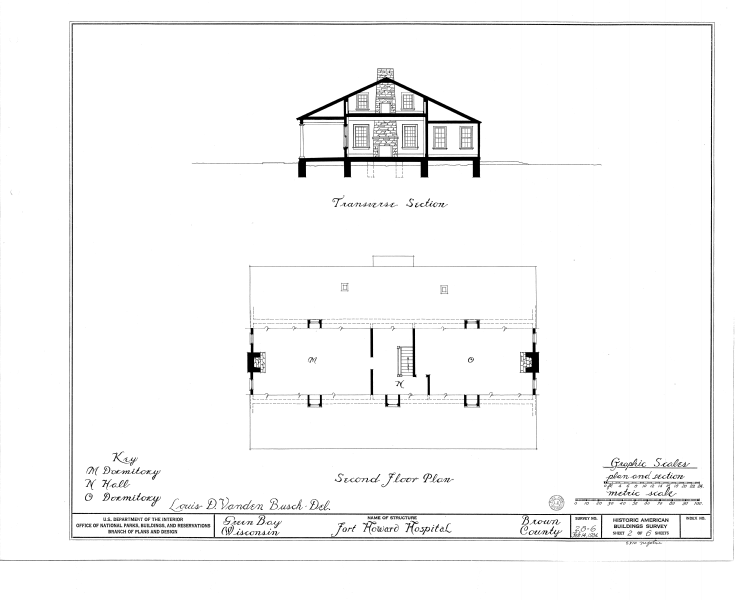 File:Fort Howard Hospital, Chestnut Avenue and Kellogg Street, Green Bay, Brown County, WI HABS WIS,5-GREBA,2- (sheet 2 of 6).png