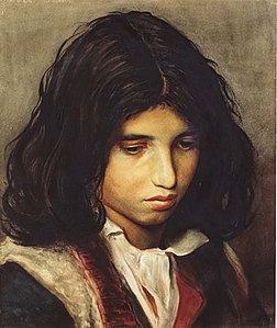 Half portrait of a gypsy boy label QS:Len,"Half portrait of a gypsy boy" label QS:Lde,"Halbbildnis eines Zigeunerjungen" 1873