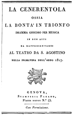 Gioachino Rossini - La Cenerentola - titlepage of the libretto - Genoa 1817.png
