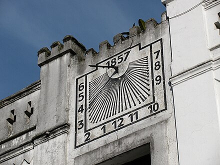 Gnomon situated on the wall of a building facing Tiradentes Square, Curitiba, Brazil