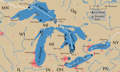 List of shipwrecks in the Great Lakes