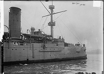 The Chinese cruiser Hai Chi, of the Imperial Chinese Navy.