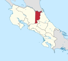 Розташування провінції Ередія на мапі Коста-Рики
