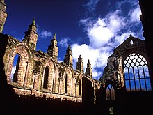 The ruins of Holyrood Abbey, briefly refurbished as a centre of royal worship in the seventeenth century Holyrood Abbey - Edinburgh.jpg