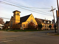 View of a church on Main Street, 2014 Homer City Main Street 2014.jpg