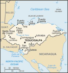 Kart over Republikken Honduras