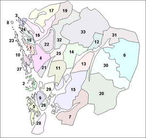 Vị trí các đô thị Hordaland