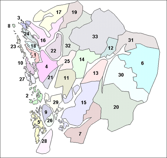 Locatie van de gemeenten van Oppland