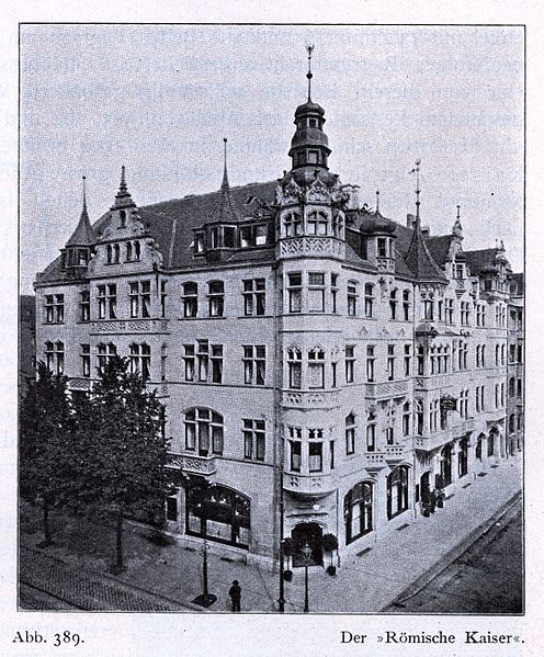 File:Hotel "Römischer Kaiser", Stresemannstraße 26 in Düsseldorf, erbaut durch Josef Kleesattel von 1903 bis 1904, Straßenansicht.jpg