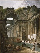 Hubert Robert - Ruinerne af et romersk bad med vaskemaskiner.jpg