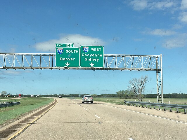 I-76 signed as a north–south route in Nebraska
