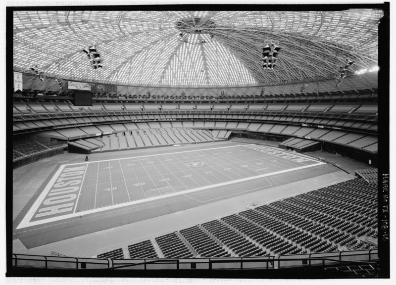 File:INTERIOR PERSPECTIVE, LOOKING SOUTH SOUTHWEST WITH FIELD SET UP IN FOOTBALL CONFIGURATION. FIELD SEATING ROTATES TO ACCOMMODATE BASEBALL GAMES. - Houston Astrodome, 8400 Kirby Drive, HAER TX-108-10.tif