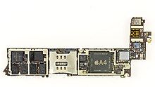 iPhone 4 Main Logic Board with Apple A4 SoC. IPhone 4, model A1332 - mainboard-7795.jpg