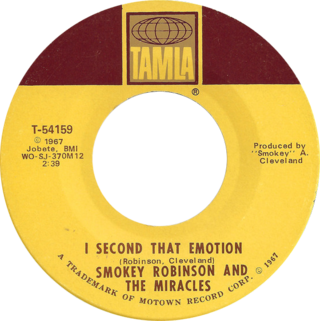 <span class="mw-page-title-main">I Second That Emotion</span> 1967 single by Smokey Robinson & the Miracles