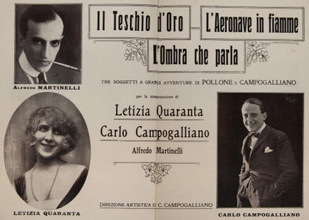 Bollettino de Il teschio d'oro (1920), con Martinelli e Letizia Quaranta