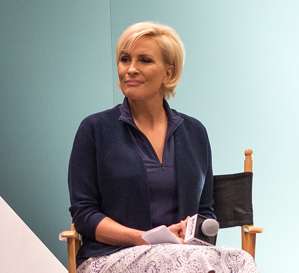 Brzezinski being interviewed at BookExpo America in 2018