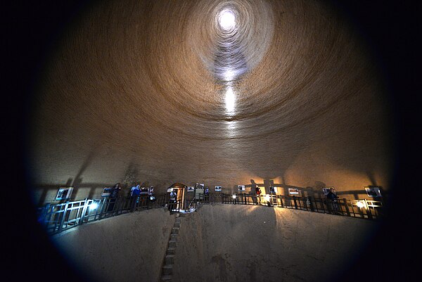 Interior of yakhchal in Meybod, Iran showing conical chimney and ice house interior