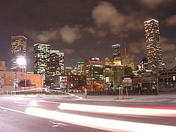 JPMorgan Chase Tower with Houston Skyline at night.jpg