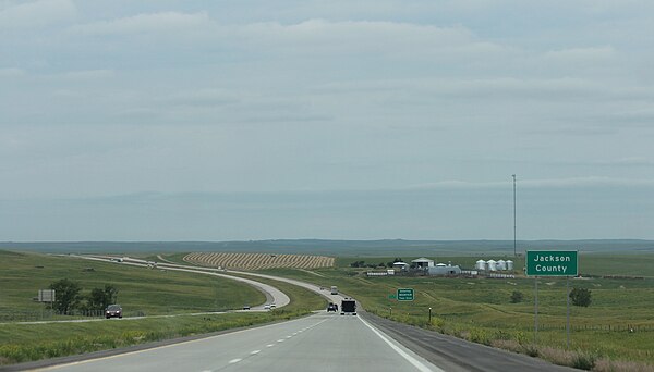 Jackson County sign on Interstate 90