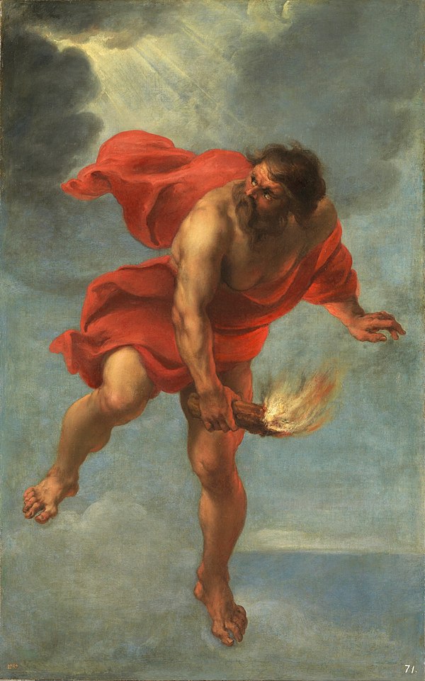 Bilbo's role as burglar places him in the trickster tradition of figures like Prometheus who stole fire from the gods. Painting by Jan Cossiers, 1637