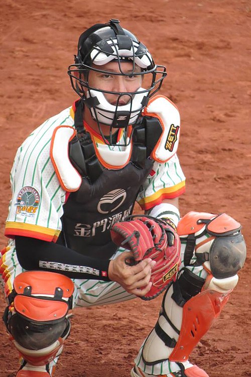 Uni-President Lions catcher Kao Chih-kang preparing for a game