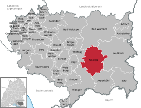 Poziția Kißlegg pe harta districtului Ravensburg