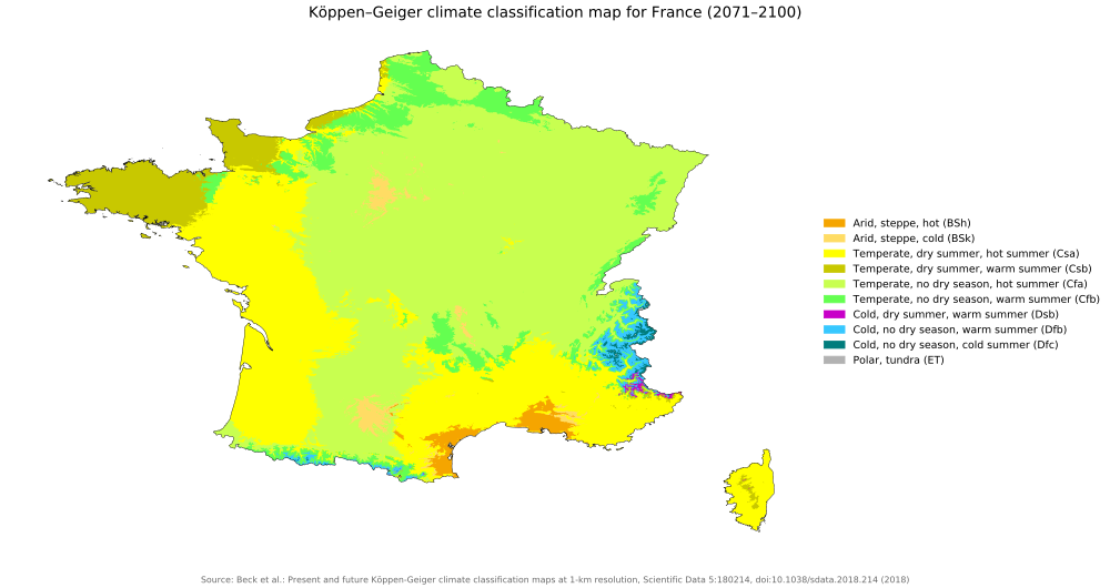 Климатические условия франции в разных частях страны. Климатическая карта Коппен. Климатические пояса Франции карта. Климат Франции карта. Климатическая карта Франции.