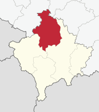 Ubicación del distrito de Kosovska Mitrovica (Kosovo) en Kosovo