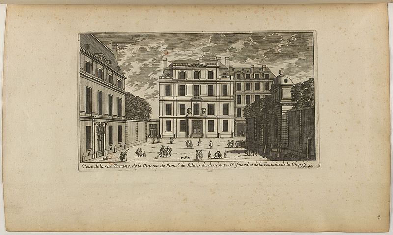 File:L'Architecture française (Marot) BnF RES-V-371 090r-f187 Vue de la rue Tarane, de la maison de Mr Salvay et de la Fontaine de la Charité.jpg