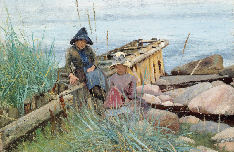 File:L.a. Ring, Småpiger ved stranden. Hornbæk, 1890, RKMm0781, Ribe Kunstmuseum.png