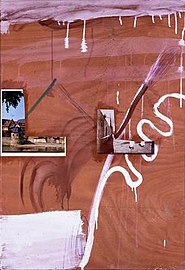 «Անանուն», 1977, ակրիլ, գունամատիտ, կոլաժ նրբատախտակի վրա, 122 սմ X 83 սմ, Իսրայելի թանգարան