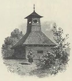 Zvonice v Lichkově v 80. letech 19. století (Karel Liebscher)
