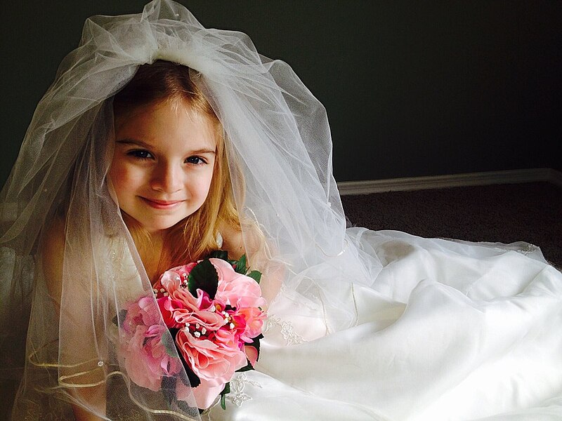 Файл:Little girl wearing a white wedding dress 1.jpg