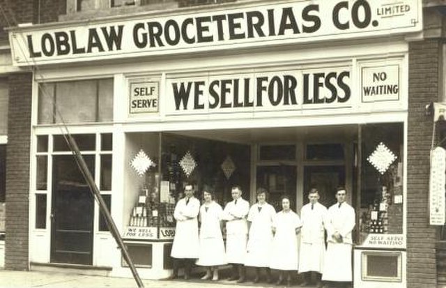 Loblaw Groceterias Co. Limited store, College St. and Palmerston Blvd., Toronto, postcard, ca. 1923