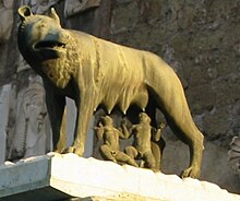 Romulus and Remus nursed by a she-wolf Lupa romana.jpeg