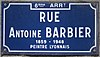 Lyon 6e - Rue Antoine Barbier - Plaque (mars 2019) (recadré, redressé).jpg