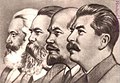 马克思、恩格斯、列宁、斯大林头像，象征斯大林主义