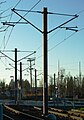 Powerline poles forthe MAX light rail system in Beaverton, Oregon, USA.