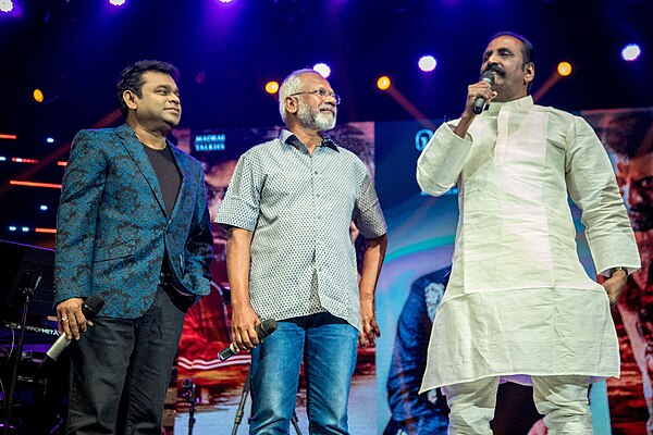 Mani Ratnam with AR Rahman & Vairamuthu at the Chekka Chivantha Vaanam Audio Launch