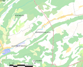 Mapa obce Verrières-de-Joux