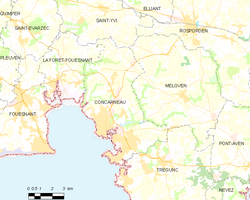 Kart over Concarneau