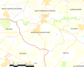 Mapa obce Montfaucon-Montigné