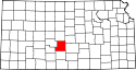 Harta statului Kansas indicând comitatul Stafford