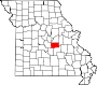 Harta statului Missouri indicând comitatul Maries