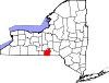 Mapa del estado que destaca el condado de Tioga
