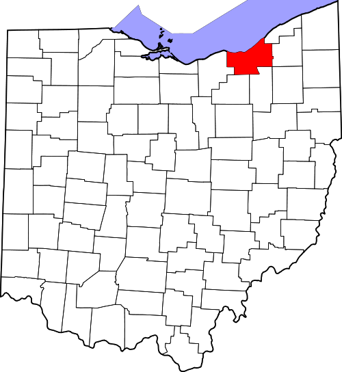 Map of Cuyahoga County within Ohio